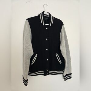 Marc Jacobs Black and Gray Wool / Cashmere Varsity Sweater Jacket XL